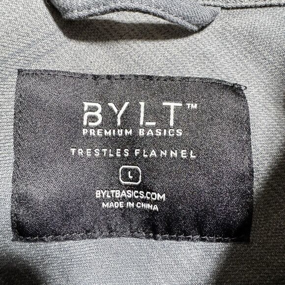 Bylt Trestles Flannel Shirt Men's Large Gray Plaid Double Pocket Embroidery Logo - Picture 5 of 12